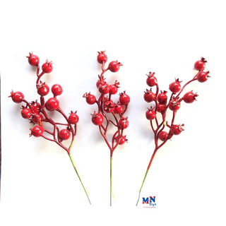 Cành Lựu Giả Trang Trí Noel 13 Quả Đỏ