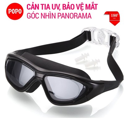 Kính bơi người lớn cho nam, nữ chính hãng POPO góc nhìn rộng 180 độ hạn chế sương mờ, cản tia UV