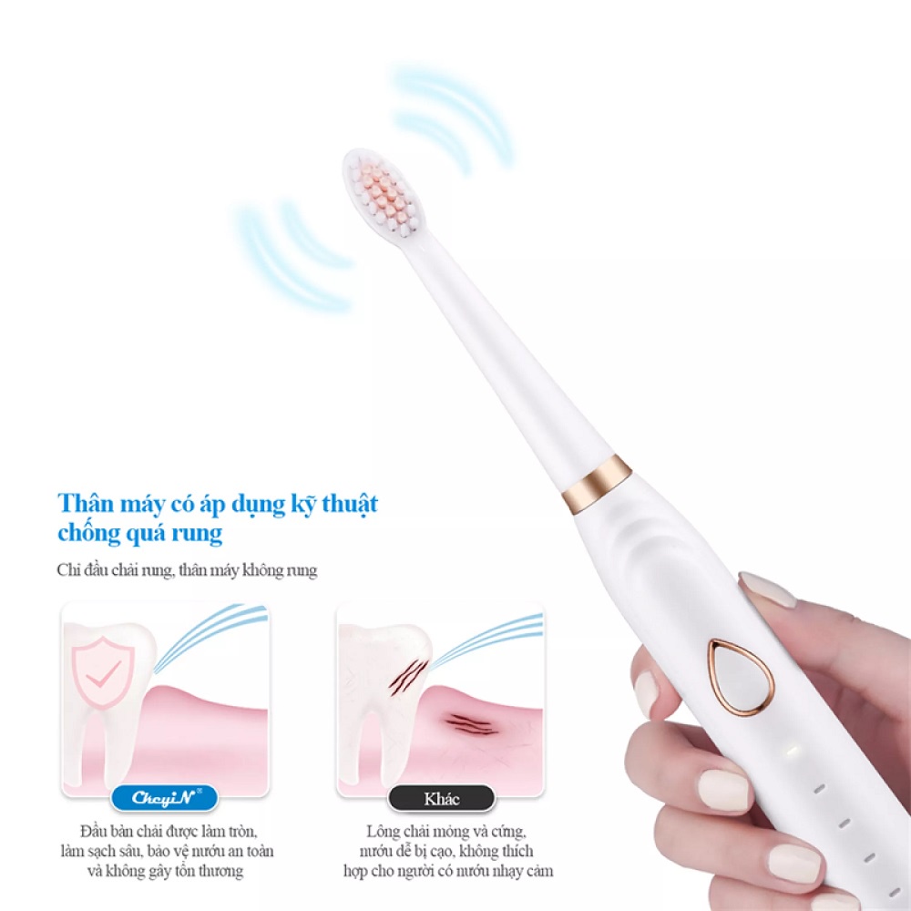 Bàn Chải Đánh Răng Điện 3 Trong 1 Làm Trắng Với Kỹ Thuật Sóng Siêu Âm