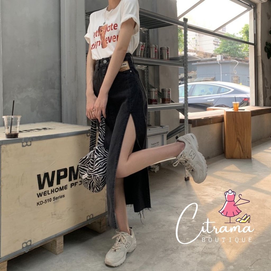 Chân váy bò xẻ tà dáng dài chân váy denim lưng cao quyến rũ cho nữ CVJ02 | BigBuy360 - bigbuy360.vn