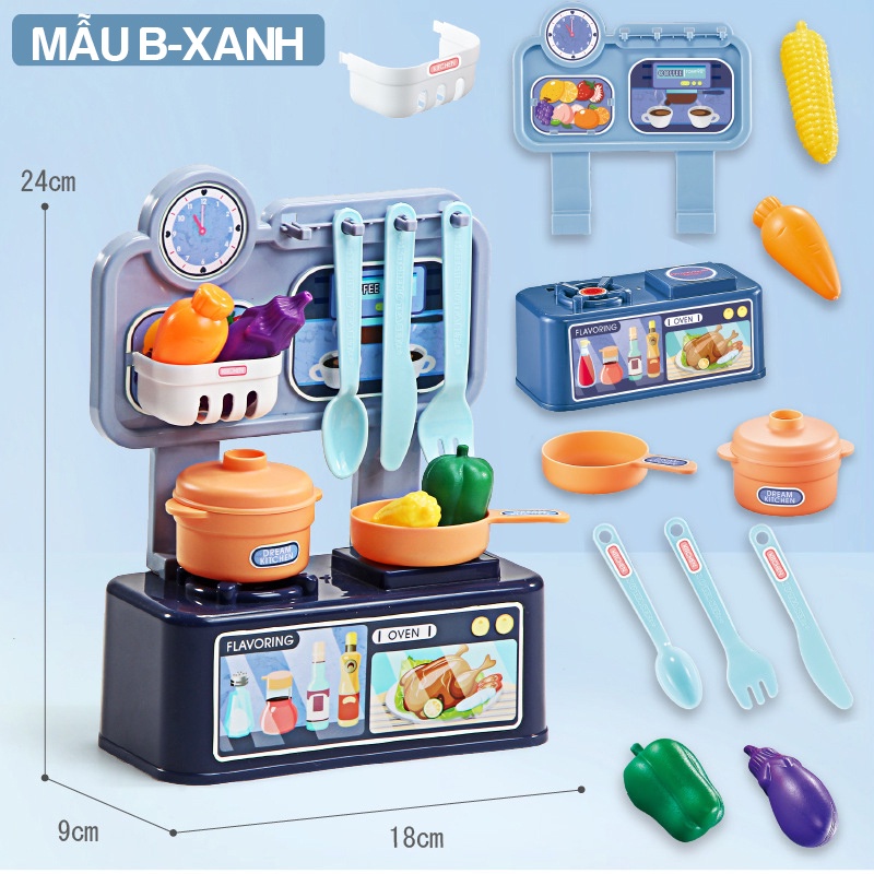Đồ chơi nấu ăn cho bé bộ đồ chơi nhà bếp mini nhiều chi tiết DC13-DCBEP KIDS GARDEN