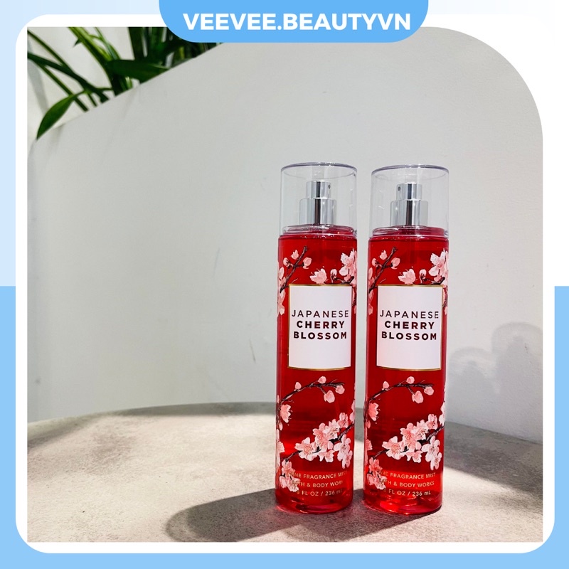Body Mist J.a.panese Cherry Blossom - Xịt Thơm Toàn Thân Bath and Body Works BBW Khử Mùi Nước Hoa 236ml