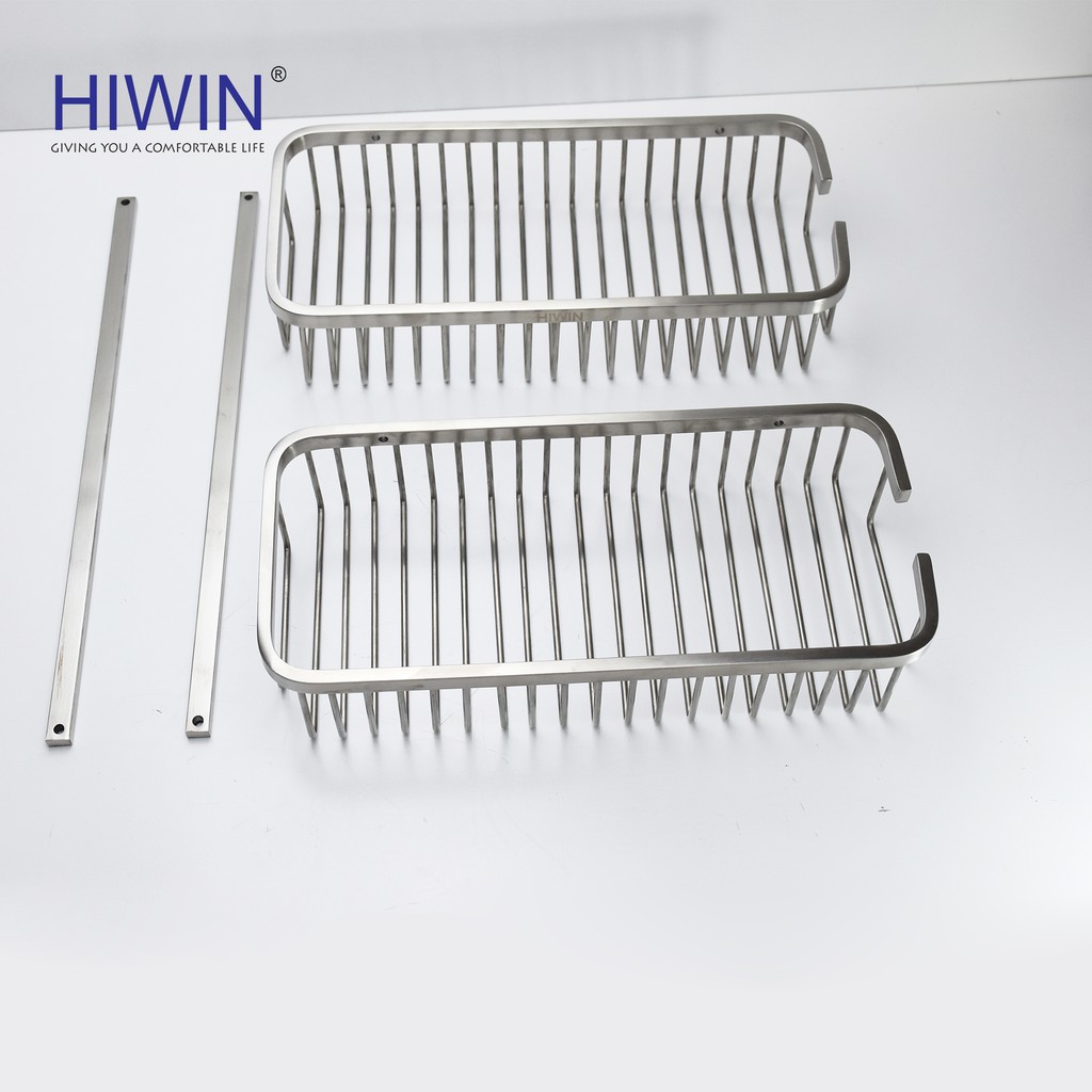 Giỏ để đồ 2 tầng chữ nhật tiện lợi inox 304 cao cấp Hiwin Y-207 265*125*340