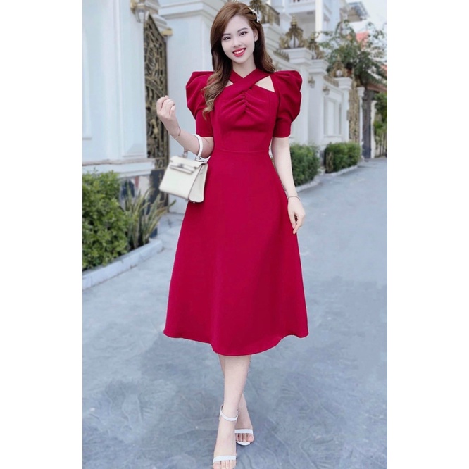 (HCM) Đầm xoè sang chảnh vải FORD siêu xinh tôn dáng cho các nàng , thời trang tinh tế hot hit cho các chị em KME STORE