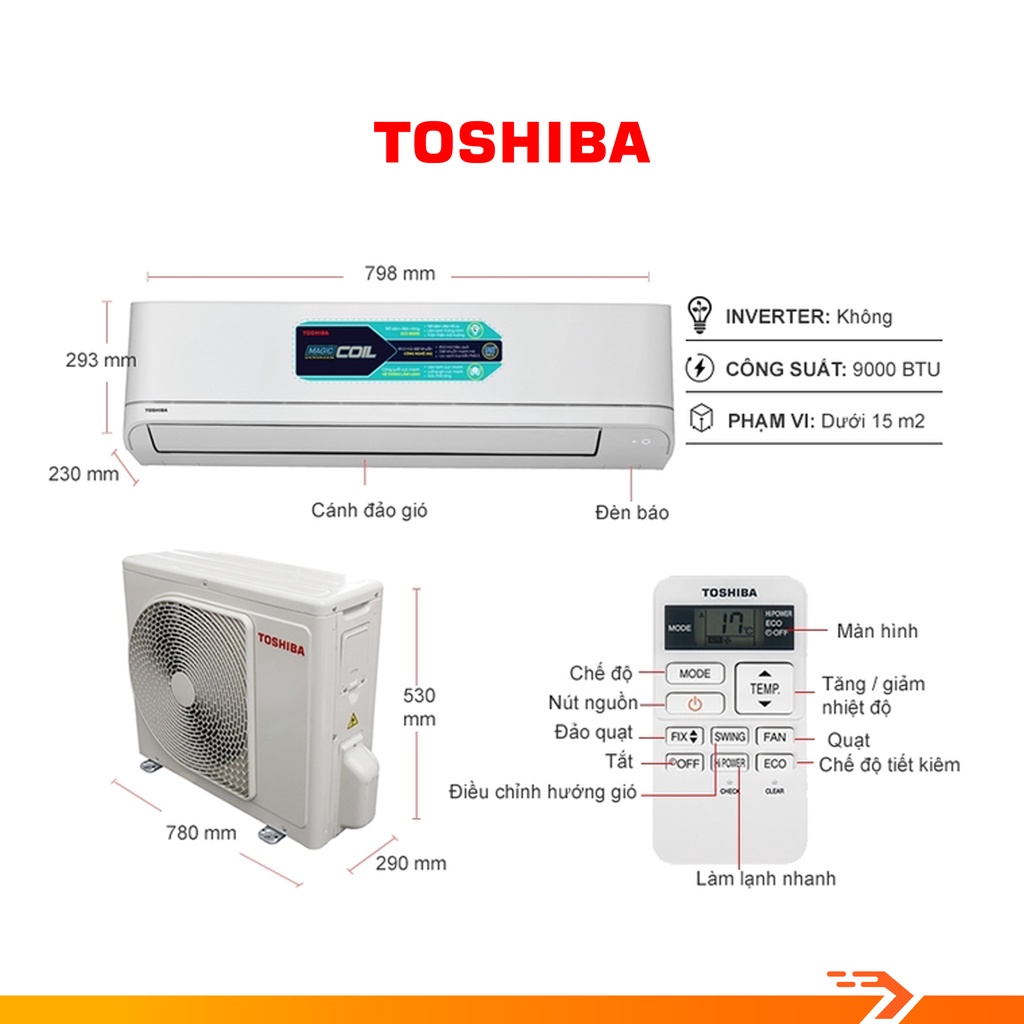 [Mã ELHA10 giảm 6% đơn 5TR] Máy Lạnh Toshiba RAS-H10U2KSG-V/RAS-H10U2ASG-V Trắng 1.0 Hp - Bảo Hành Chính Hãng