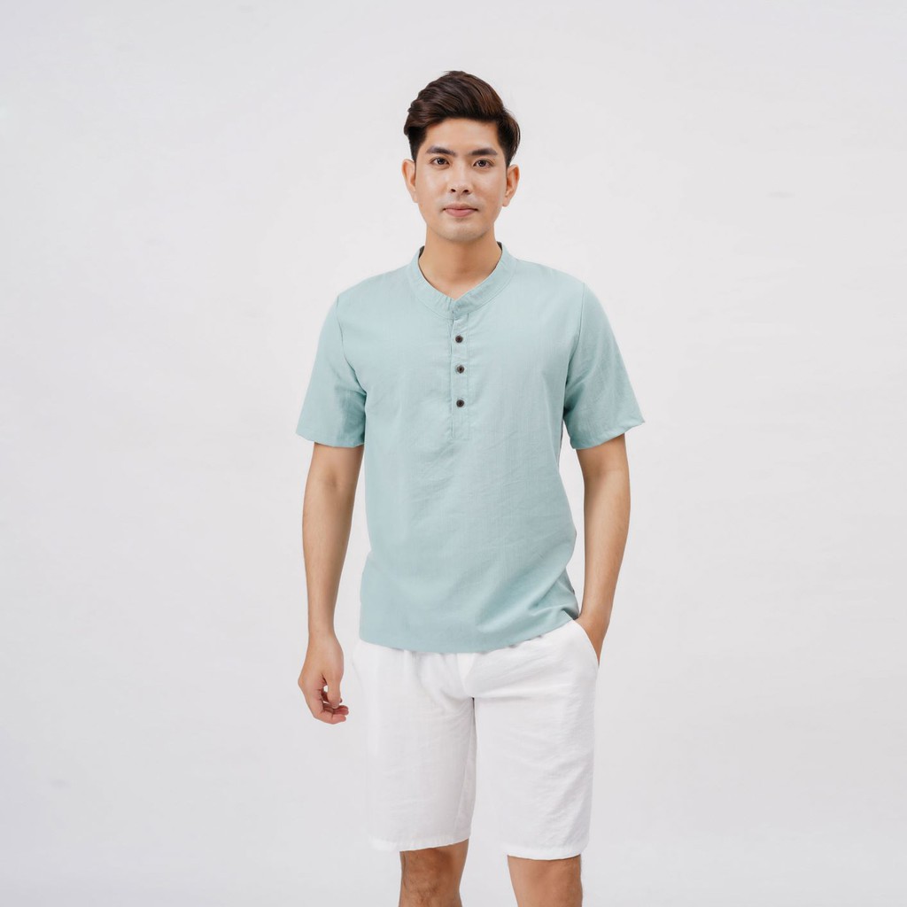 Áo sơ mi đũi nam cổ tàu cộc tay kiểu Hàn Quốc Quentin AD63 | BigBuy360 - bigbuy360.vn