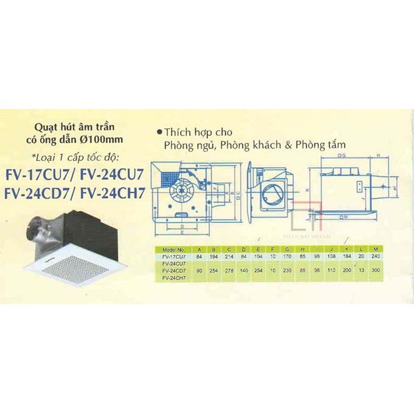 Quạt Hút Âm Trần FV-24CU8 / FV-24CD8 / FV-24CH8 Panasonic ( lỗ chờ 24 cm)