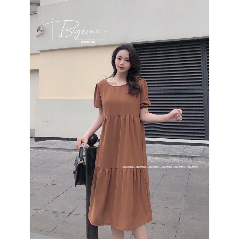 Váy đầm babydoll bigsize bầu chất đũi không nhăn thoáng mát cho mẹ bầu 55kg đến 75kg