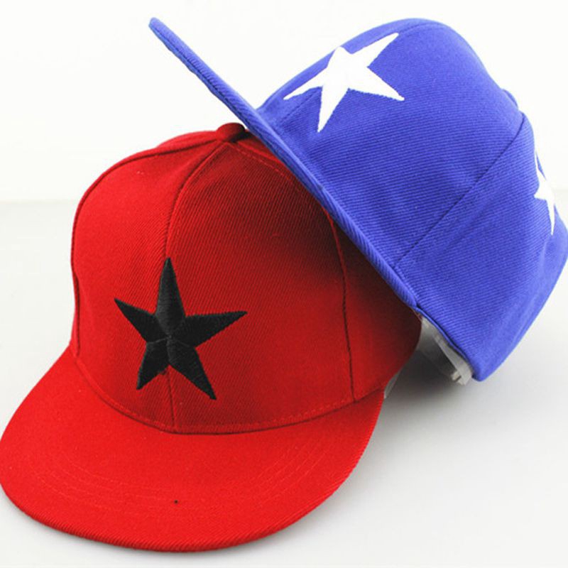 5-13Yrs Kid's Baseball Caps Embroidery Star Flat Brim Hats Adjustable Boys Fashion Hip Hop Ball Cap