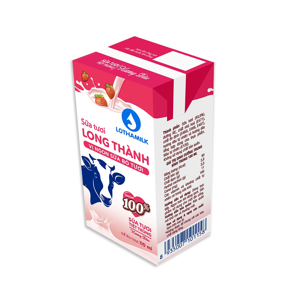 Sữa tươi tiệt trùng Lothamilk hương dâu ( Thùng 12 lốc x 48 hộp × 110ml )
