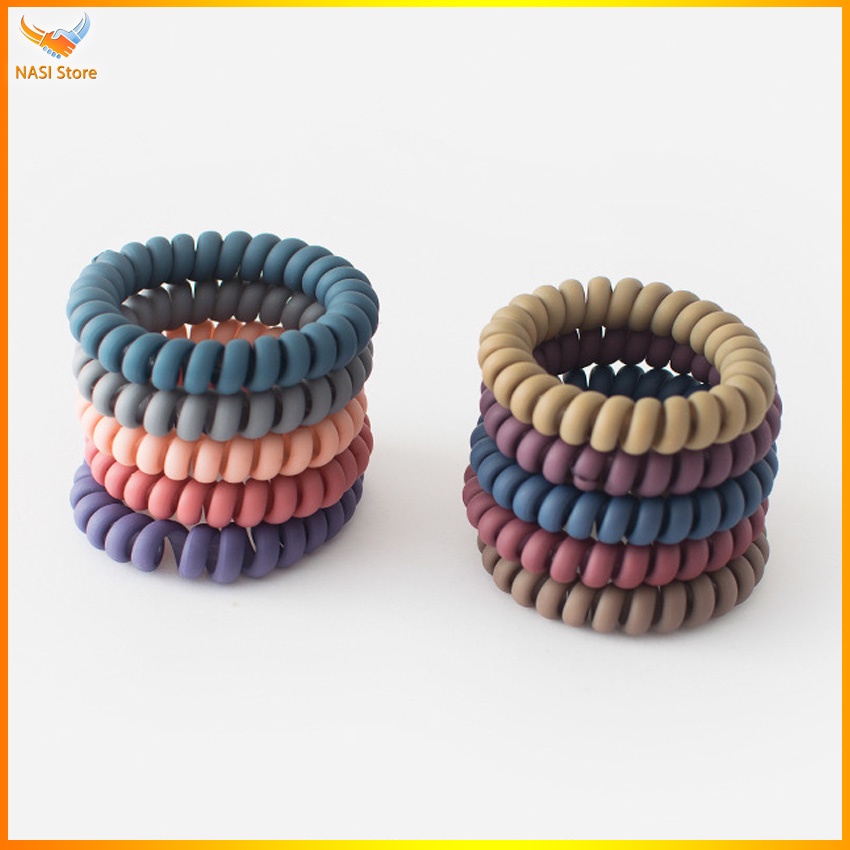 Dây buộc tóc nữ hình dây điện thoại - Set 5 dây cột tóc dễ thương, bền đẹp - NASI Store