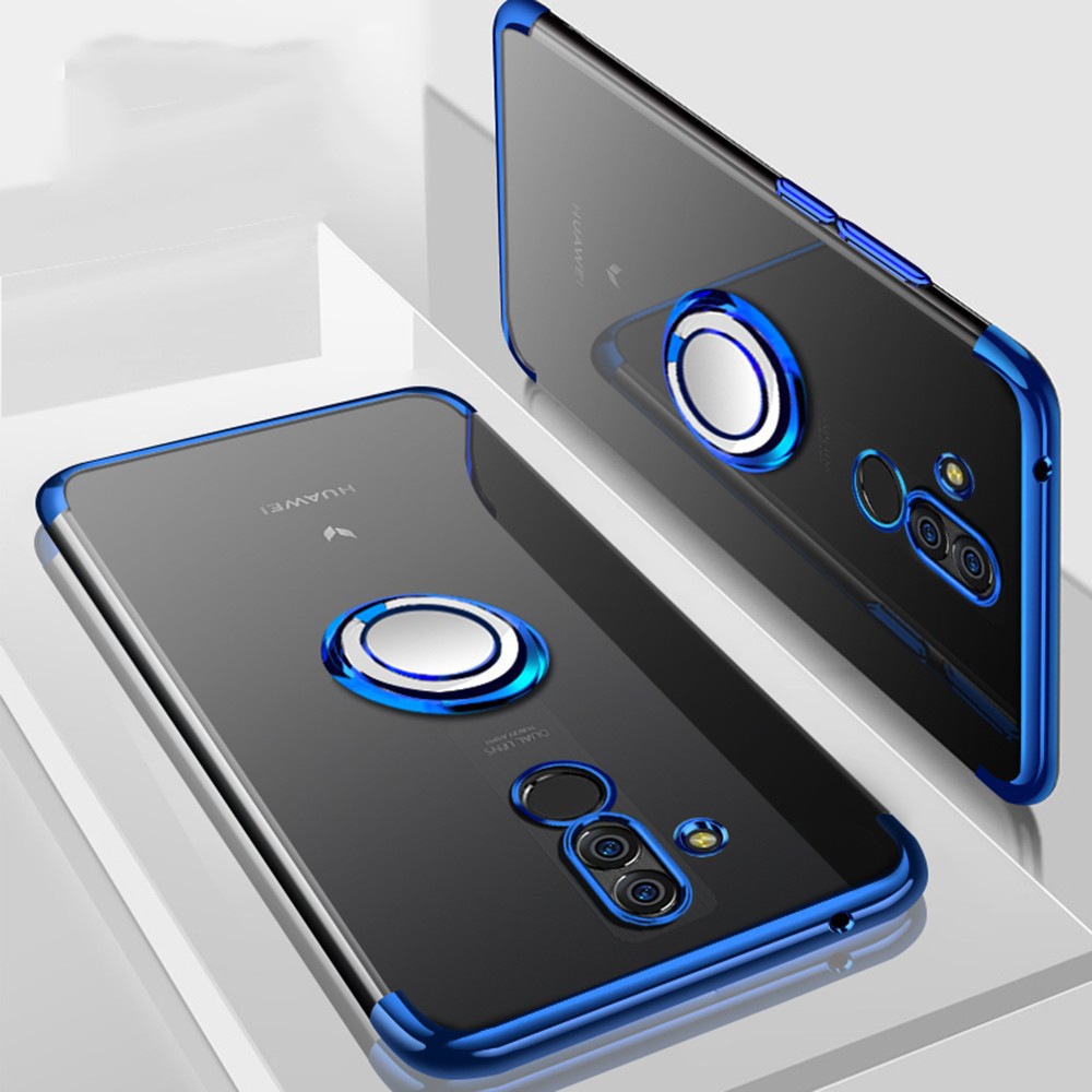 For Huawei Mate 20 Lite Ring Stand Soft Plating Clear Cover