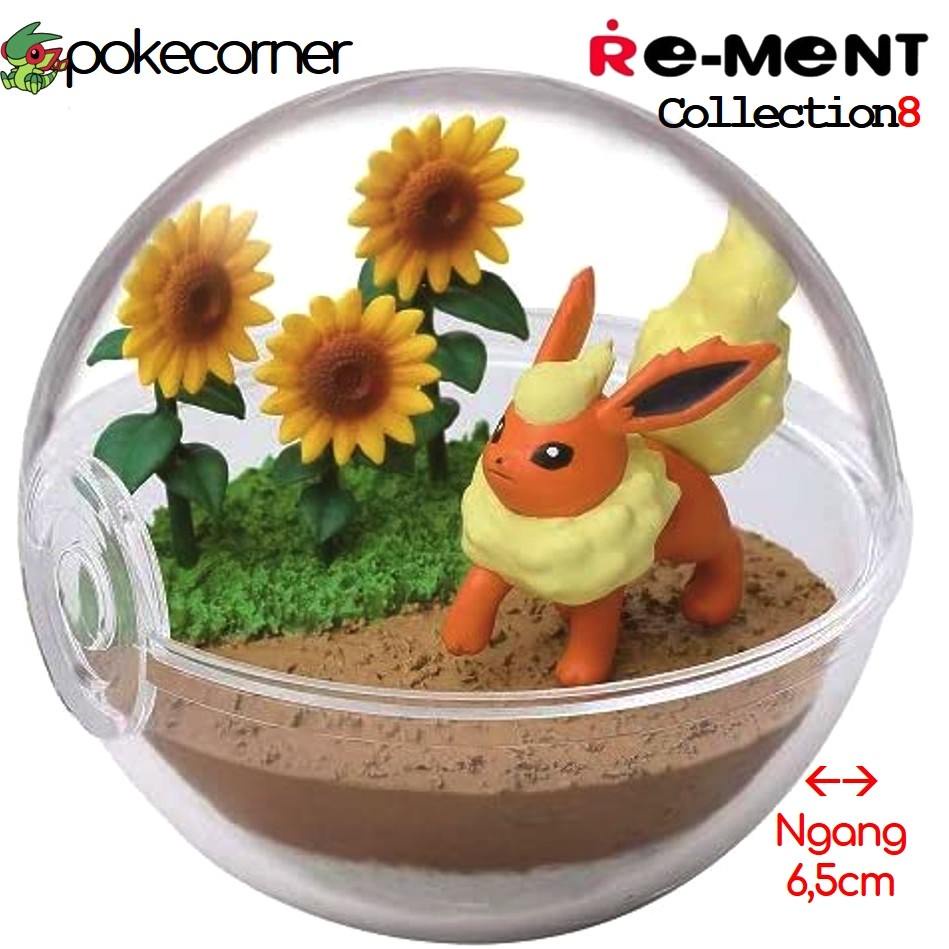 [Vol8] Quả Cầu Pokemon Terrarium Collection 8 Flareon chính hãng Re-Ment - trong suốt, mở nắp được - PokeCorn