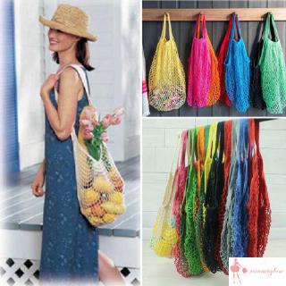 ➹-Reusable Fruit Shopping String Grocery Shopper Cotton Tote Mesh Woven Net Bag Multicolor Shoulder Bags