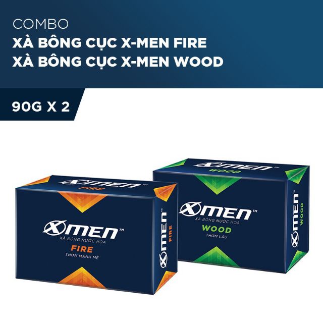 Combo 2 Xà Bông Cục Xmen Wood/Fire 90g