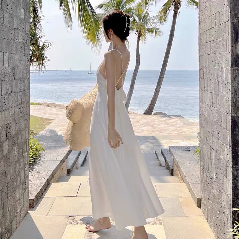 Đầm Cổ Chữ V Thiết Kế Mới Thời Trang Mùa Hè Theo Phong Cách Pháp Cho Nữ