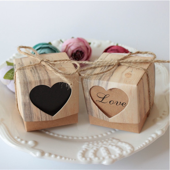 Hộp Giấy Kraft Màu Nâu Đựng Kẹo/Bánh Quy/Kẹo Thủ Công Trang Trí Tiệc Cưới