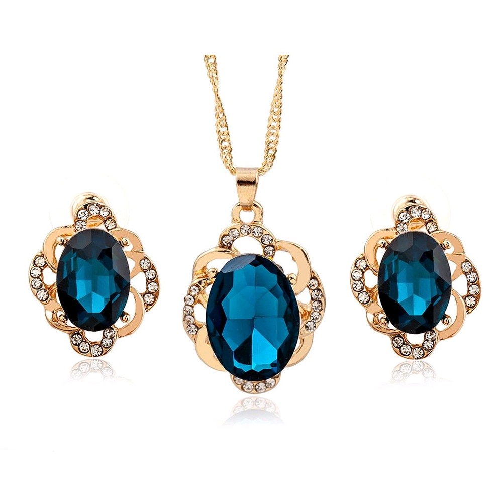 Bộ Khuyên Tai Đính Đá Hình Hoa Cho Nữ