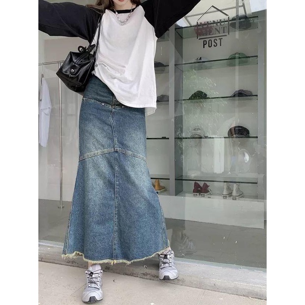 Chân Váy Denim Đuôi Cá Dáng Ôm Lưng Cao Thời Trang 2022 Mới