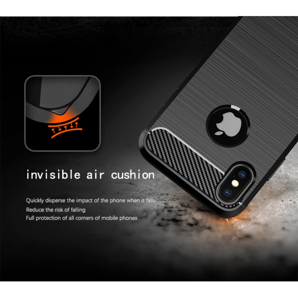 Ốp lưng iPhone X / XS, Ốp dẻo Carbon phay xước chống sốc chống vân tay cho iPhone X XS