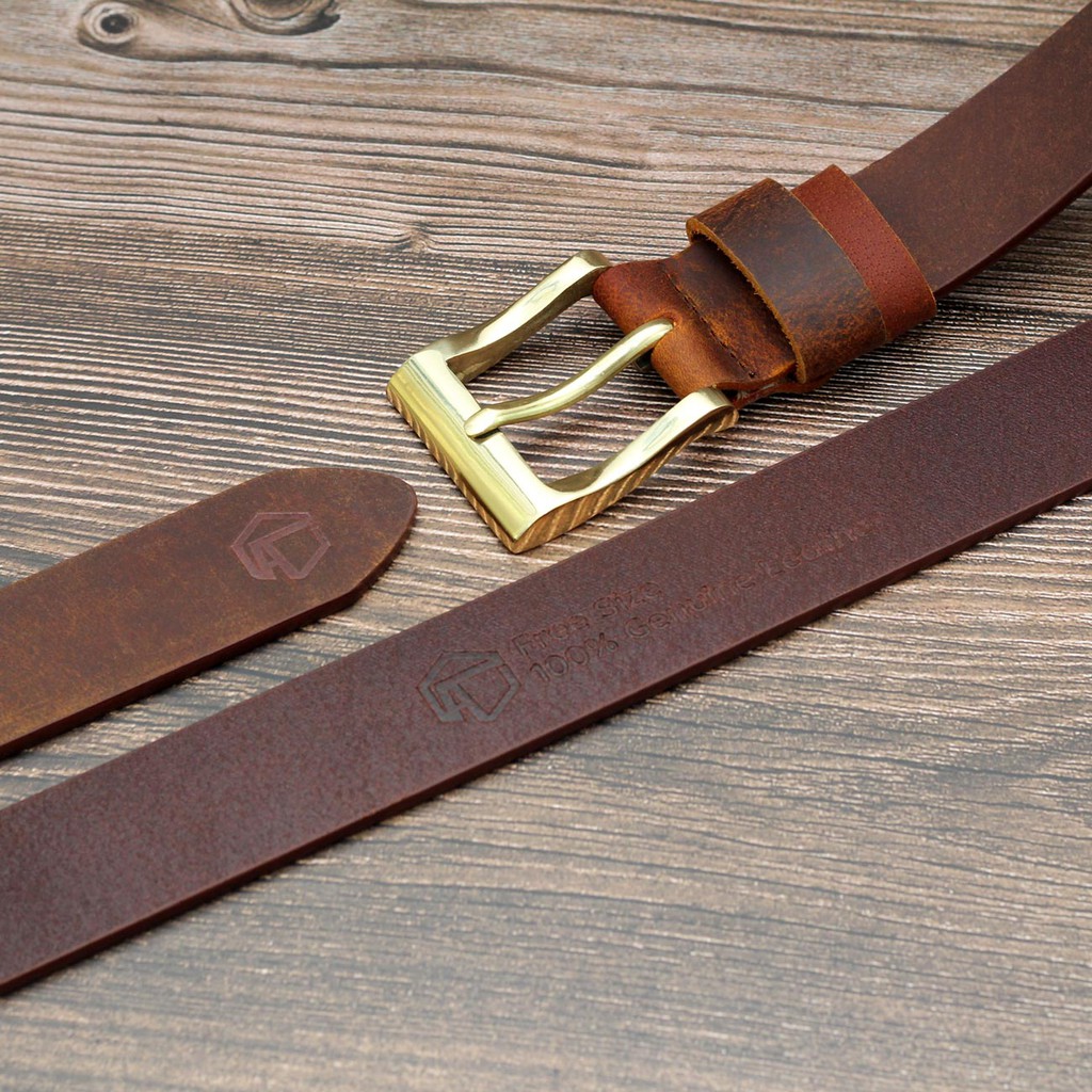 Thắt lưng da bò sáp khóa đồng Anh Tho Leather S4K-04