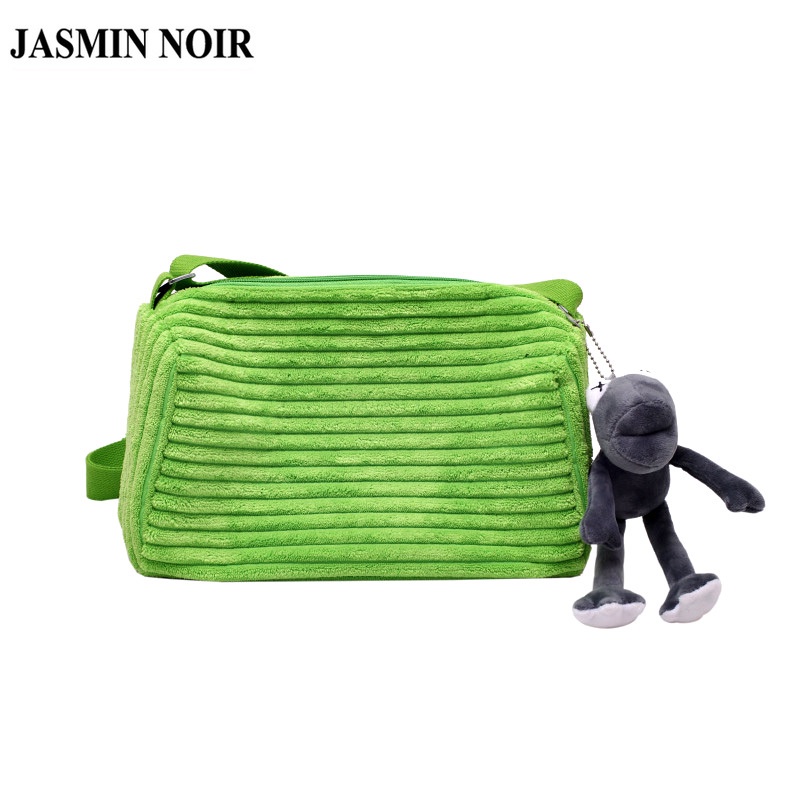 Túi đeo vai JASMIN NOIR hình vuông cỡ nhỏ kẻ sọc phối dây thời trang cho nữ