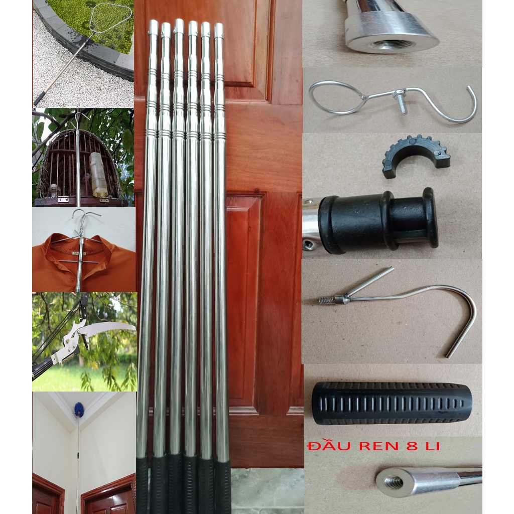 (L2.1m)Sào rút inox đa năng,gậy kéo dài như ý và thu gọn dùng móc cành ...