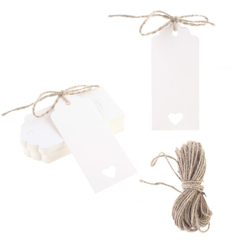 Set 100 Thẻ Giấy Kraft Trơn In Hình Trái Tim Trang Trí Đồ Thủ Công Đa Ứng Dụng