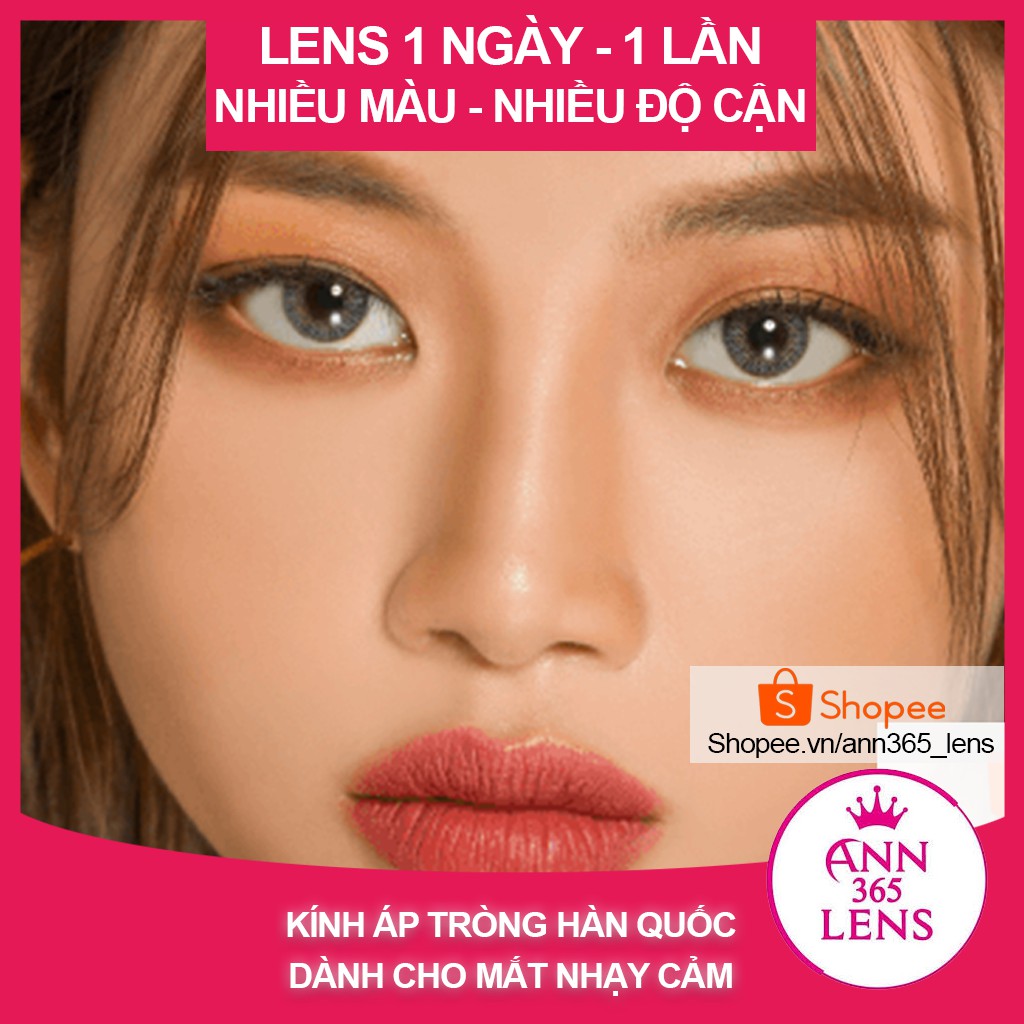 Lens hàn dùng 1 lần 24h, Lens mắt đẹp hàn quốc, kính áp tròng cận thị dùng 1 ngày nhiều độ cận thị màu nâu, xám