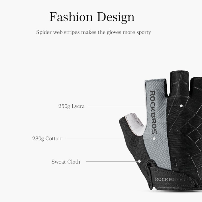 [Fulfilled by Shopee] Găng Tay Thể Thao Nửa Ngón Chống Sốc Rockbros Cho Nam Nữ