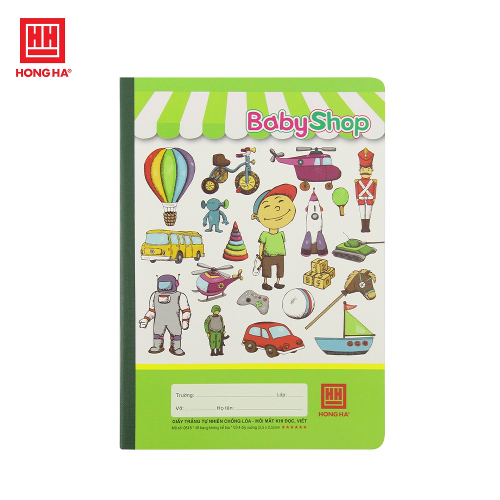 Vở 4 ô ly 48 trang Hồng Hà Baby Shop - 0518