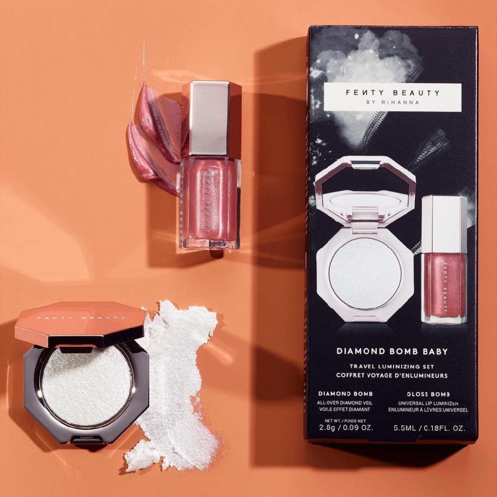 Bộ Phấn Bắt Sáng, Son Kem Fenty Beauty Diamond Baby Mini Face And Lip Set