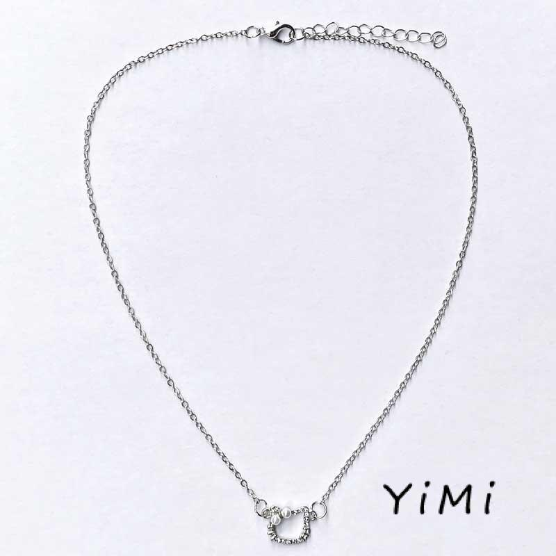 Vòng cổ Mặt Hình Hello Kitty Đính Ngọc Trai Dễ Thương