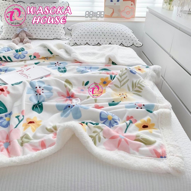 Chăn cho bé cỡ lớn 1m5x2m, mền lông cừu cao cấp dày dặn, siêu mềm mịn, đắp ấm, nhiều họa tiết dễ thương