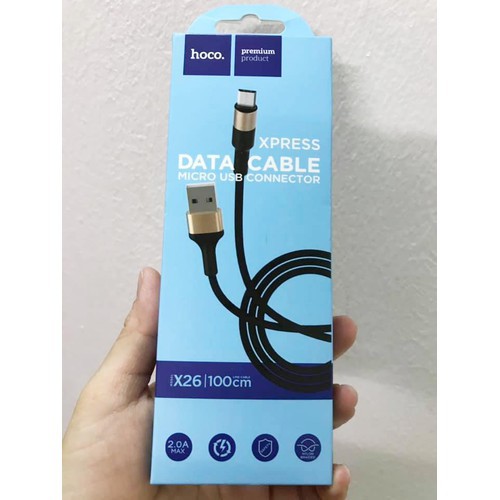 Dây Sạc Micro Usb💎SẠC NHANH+Chống Đứt💎Cáp Sạc Hoco X26 Chính Hãng Dài 1M - BH 12T