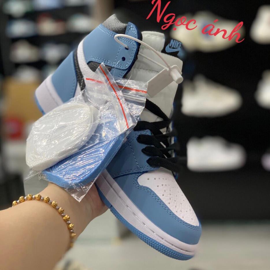 (surucara-)Giày Sneaker Air Jordan Cao Cổ, Giày JD1 xanh da trời baby cao cổ mới màu Blue University,