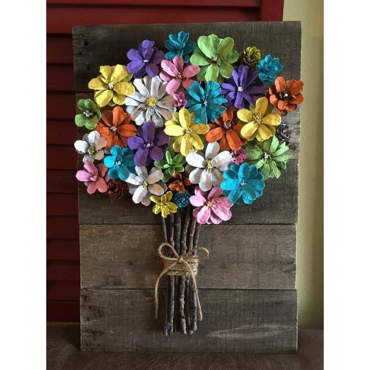 Quả thông Quảng Bình làm tranh - decor - trang trí