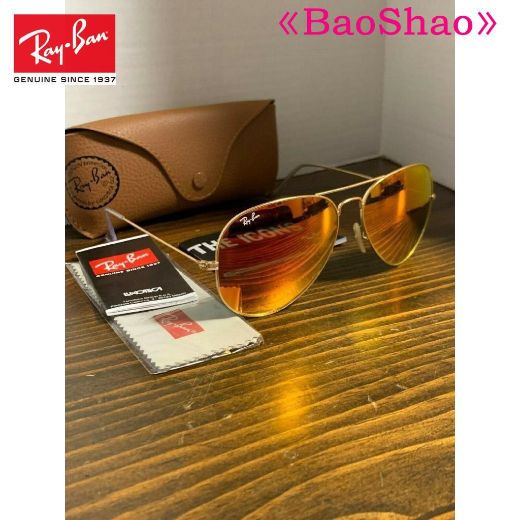 Kính Mát Ray / Ban Aviator Màu Cam Rb3026 112 / 69 62mm Cho Nam Và Nữ