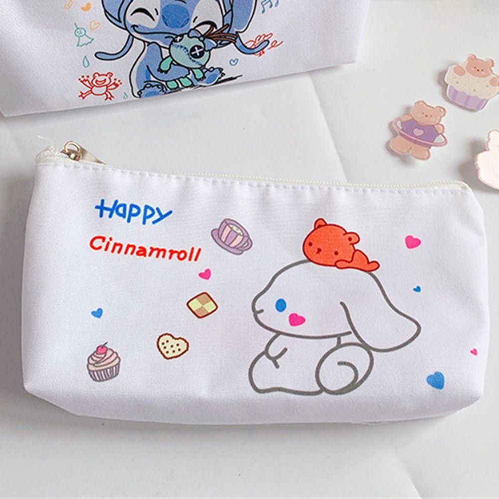 Túi Đựng Bút Bằng Vải Canvas Cỡ Lớn In Hình Gấu Hoạt Hình Dễ Thương