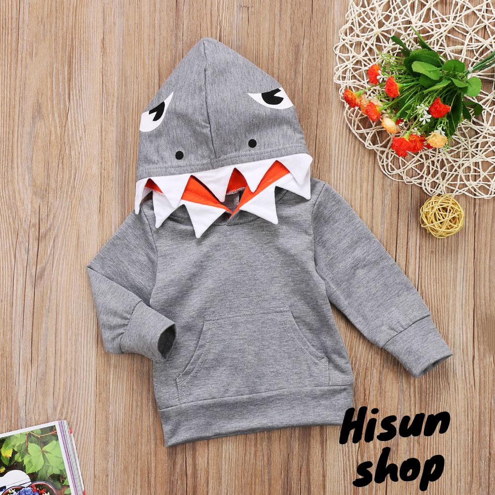 Áo Khoác Hoodie Hình Cá Mập Cho Bé Trai / Gái (1-6 Tuổi)