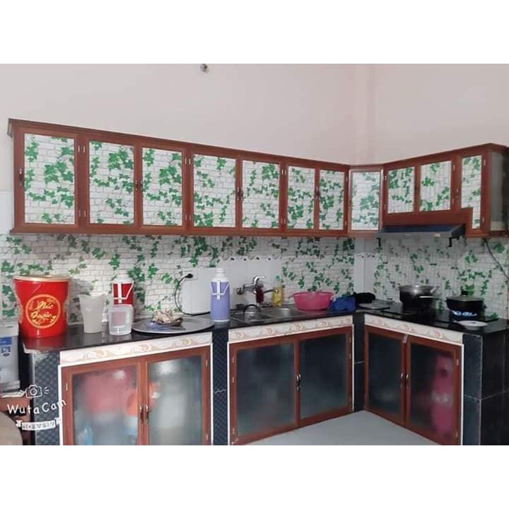 Giấy dán tường Lá leo gạch trắng Khổ 10m*45cm sẵn keo