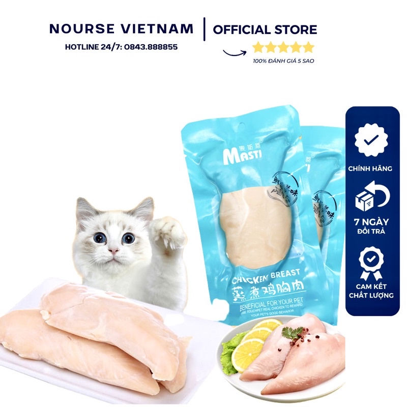 Ức gà ăn liền Masti cho chó mèo tăng cân bổ sung dinh dưỡng NourseVietnam MT07