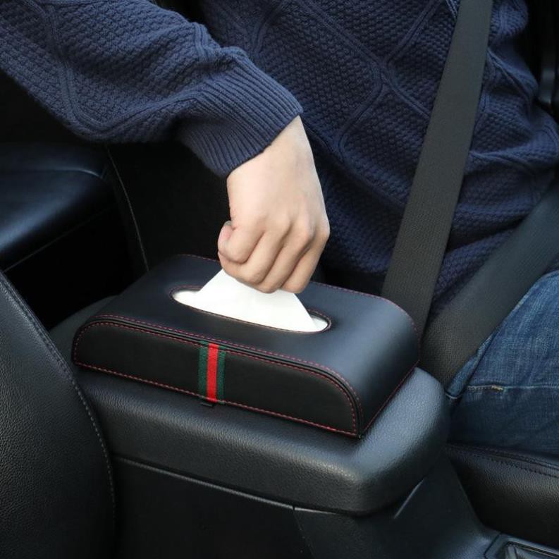 [Hàng cao cấp] Hộp đựng giấy ăn trên ô tô bằng da cao cấp, hop dung giay an tren o to