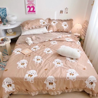 Bộ Chăn Ga Gối Cotton Đũi Bèo Công Chúa “chăn trần hè”