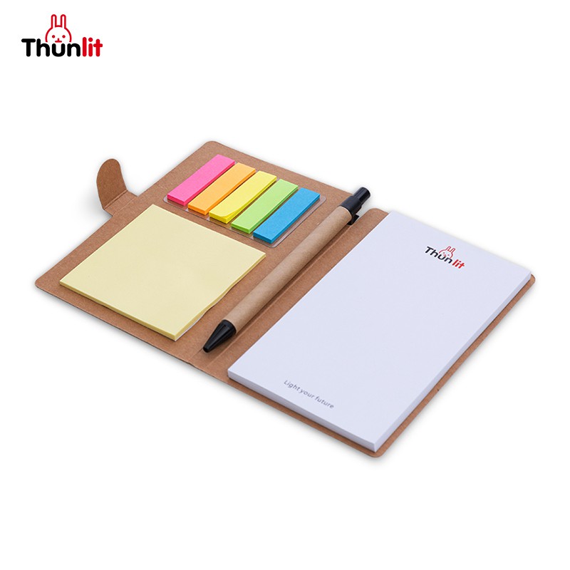 Sổ Tay Thunlit Bìa Giấy Kraft Kèm Giấy Dán Ghi Chú Và Bút Dễ Thương Sáng Tạo