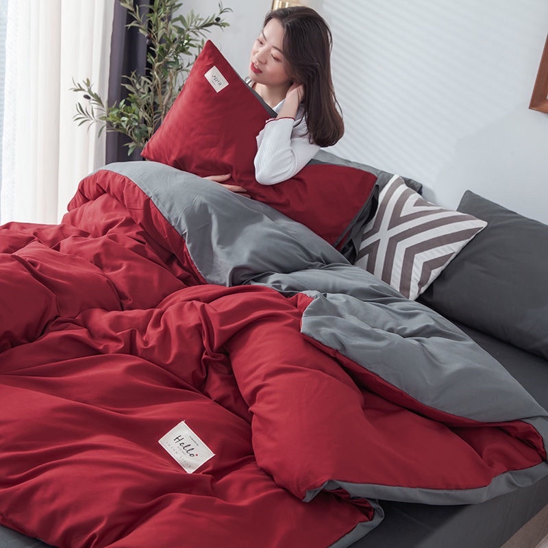 Bộ chăn ga gối Cotton Tici phối xám đậm MÂY BEDDING