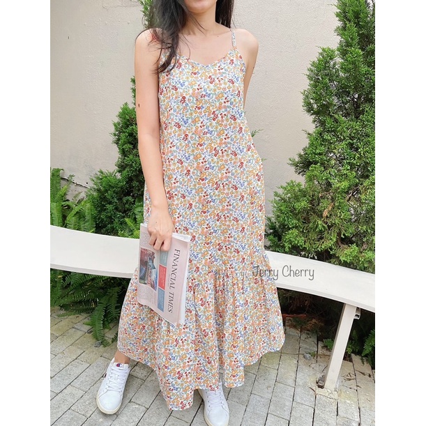 Đầm 2 dây maxi đuôi cá hoa nhí