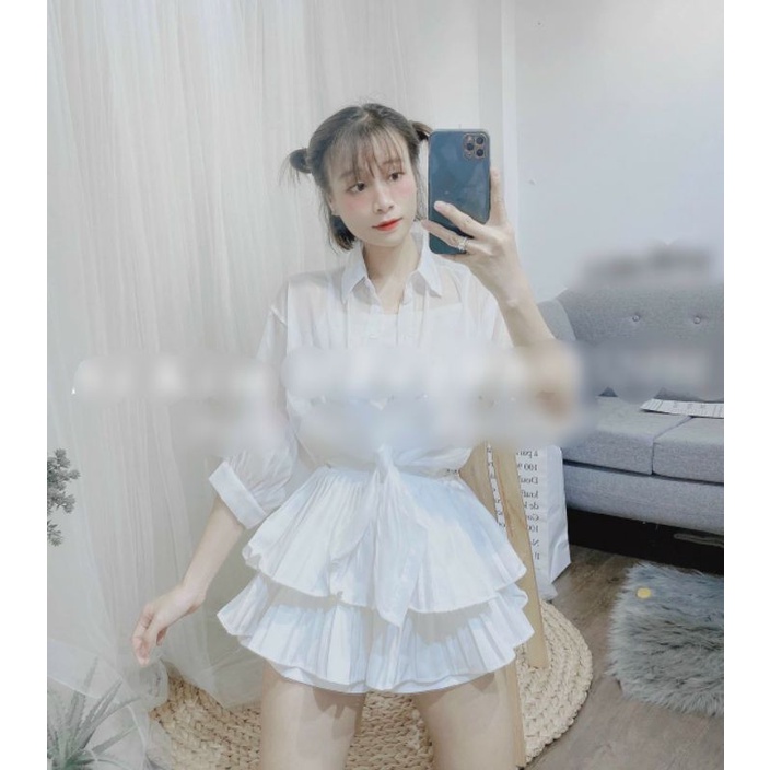 Set 3 món áo khoác áo dây kèm chân váy siêu đẹp