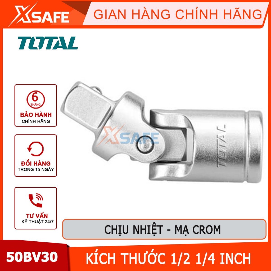 Đầu nối lắc léo 1/2 inch hoặc 1/4'' TOTAL | nối đầu tuýp Chất liệu 50BV30, mạ crôm và chịu nhiệt để kết nối cần tuýp