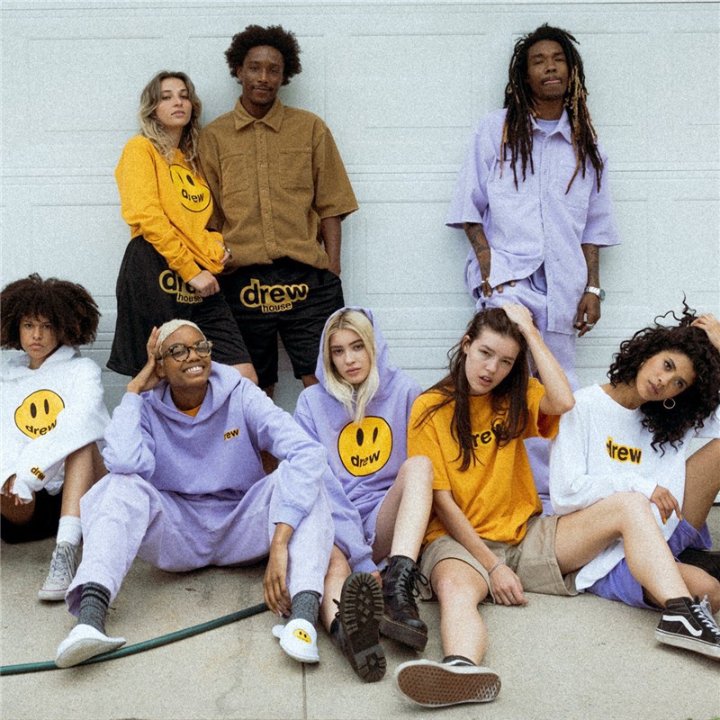 Mũ trùm đầu dệt kim họa tiết mặt cười phong cách Justin Bieber